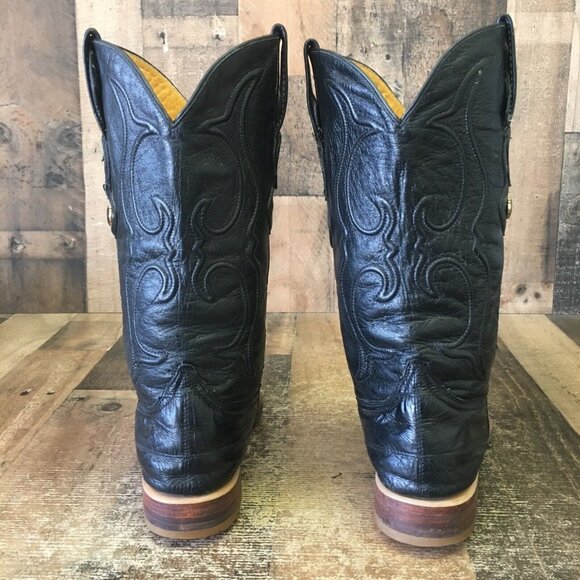 Los Altos Pointed Toe Black Cowboy Boots Mens 9.5 EE - Picture 8 of 12